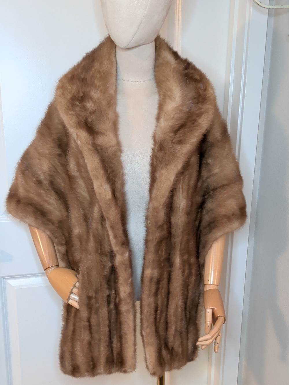 Vintage 60s Brown Mink Stole Fur Wrap Elegant Formal MCM